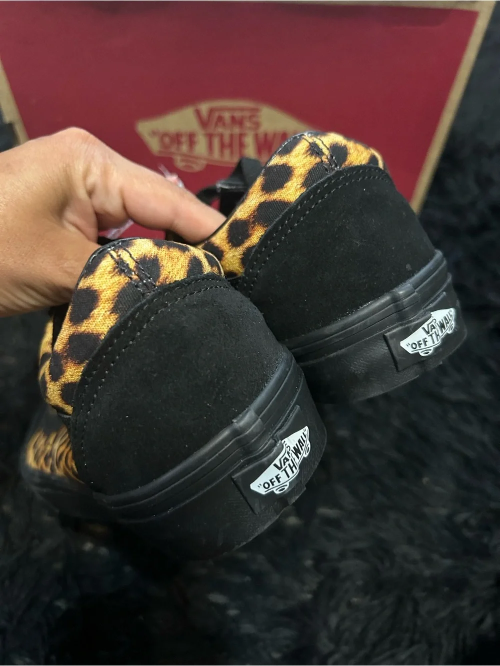 VANS old skool black suede animal print lace up shoes sneakers women’s 8.5 new